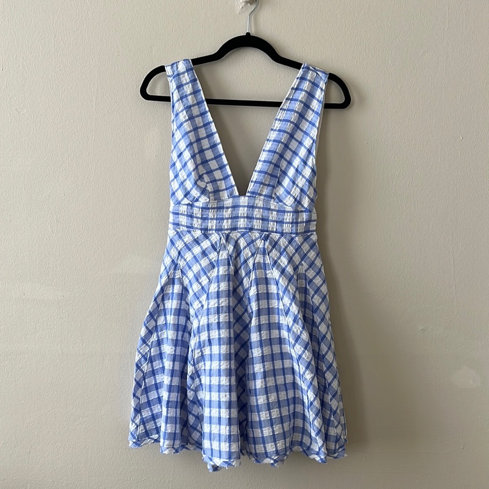 Free people “do the twist” gingham mini dress